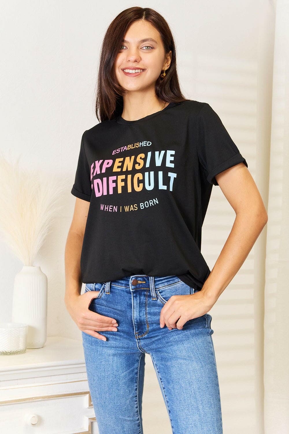 Simply Love Slogan Graphic Cuffed Sleeve T-Shirt - Love Salve