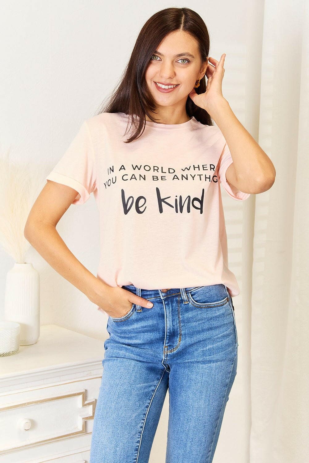 Simply Love Slogan Graphic Cuffed T-Shirt - Love Salve