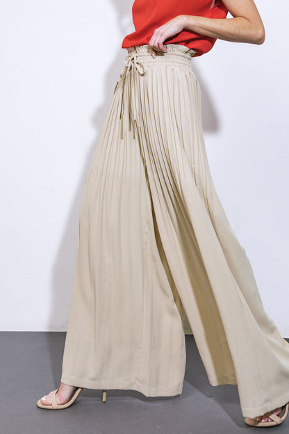 Magical Illusions Woven Pants With Elastic Waist Front Ties