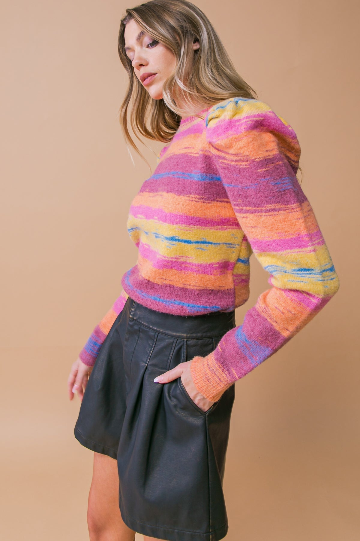Deluxe Desire Sweater Top Textured High Neck Elegance Flying Tomato