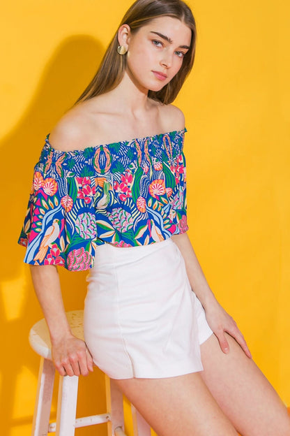 Fluttering Elegance Off-Shoulder Top