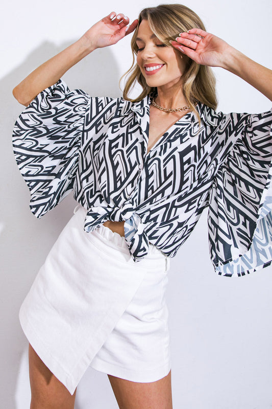 PRETTY ON POINT WOVEN TOP Flying Tomato