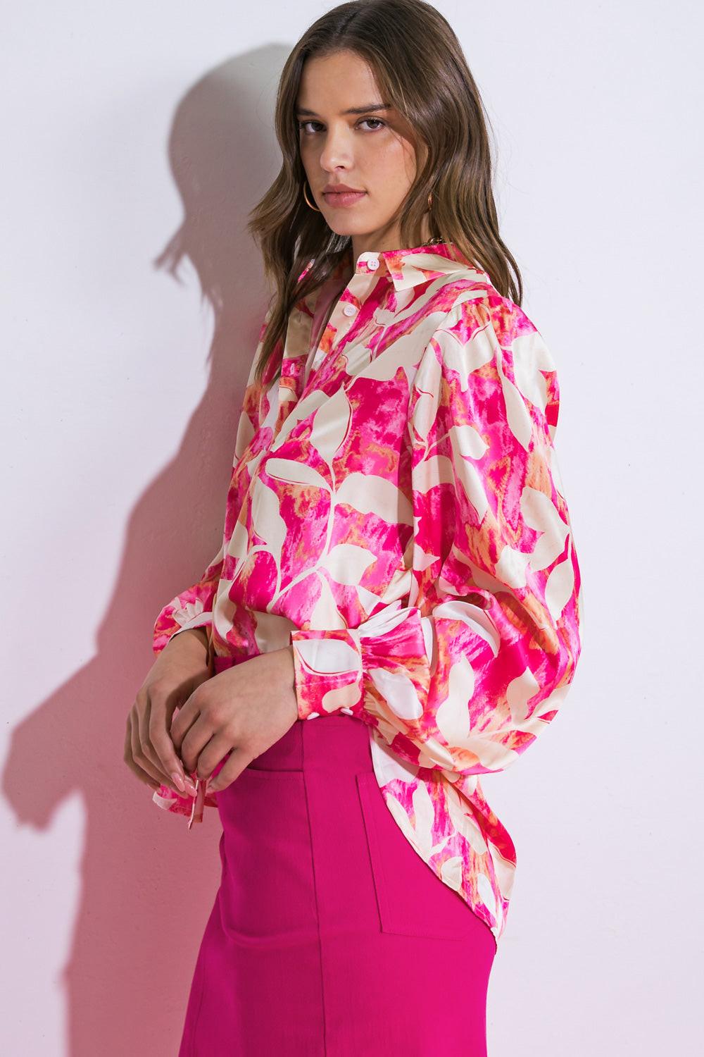 Flying Tomato COMING TO MY SENSES WOVEN TOP, another lifestyle perspective, illustrating its comfortable and chic appeal.