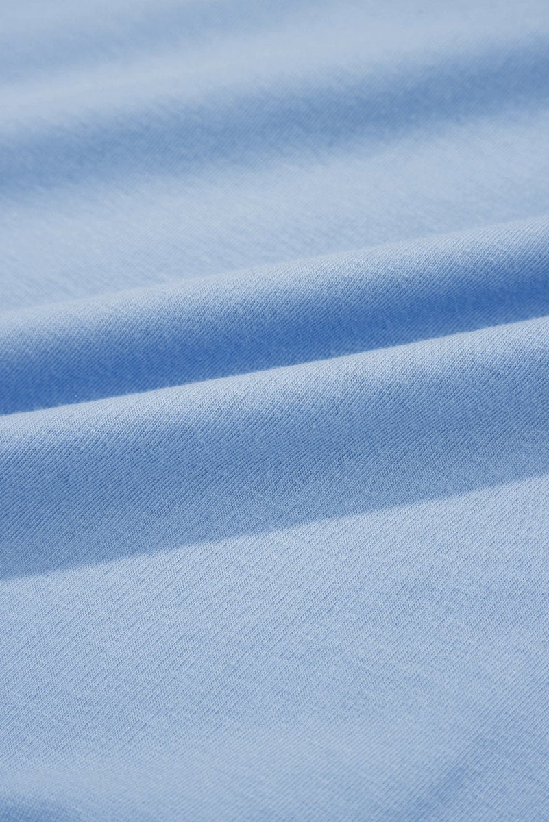 Sky Blue Solid Color Pocketed Raw Edge Babydoll Dress - Love Salve 