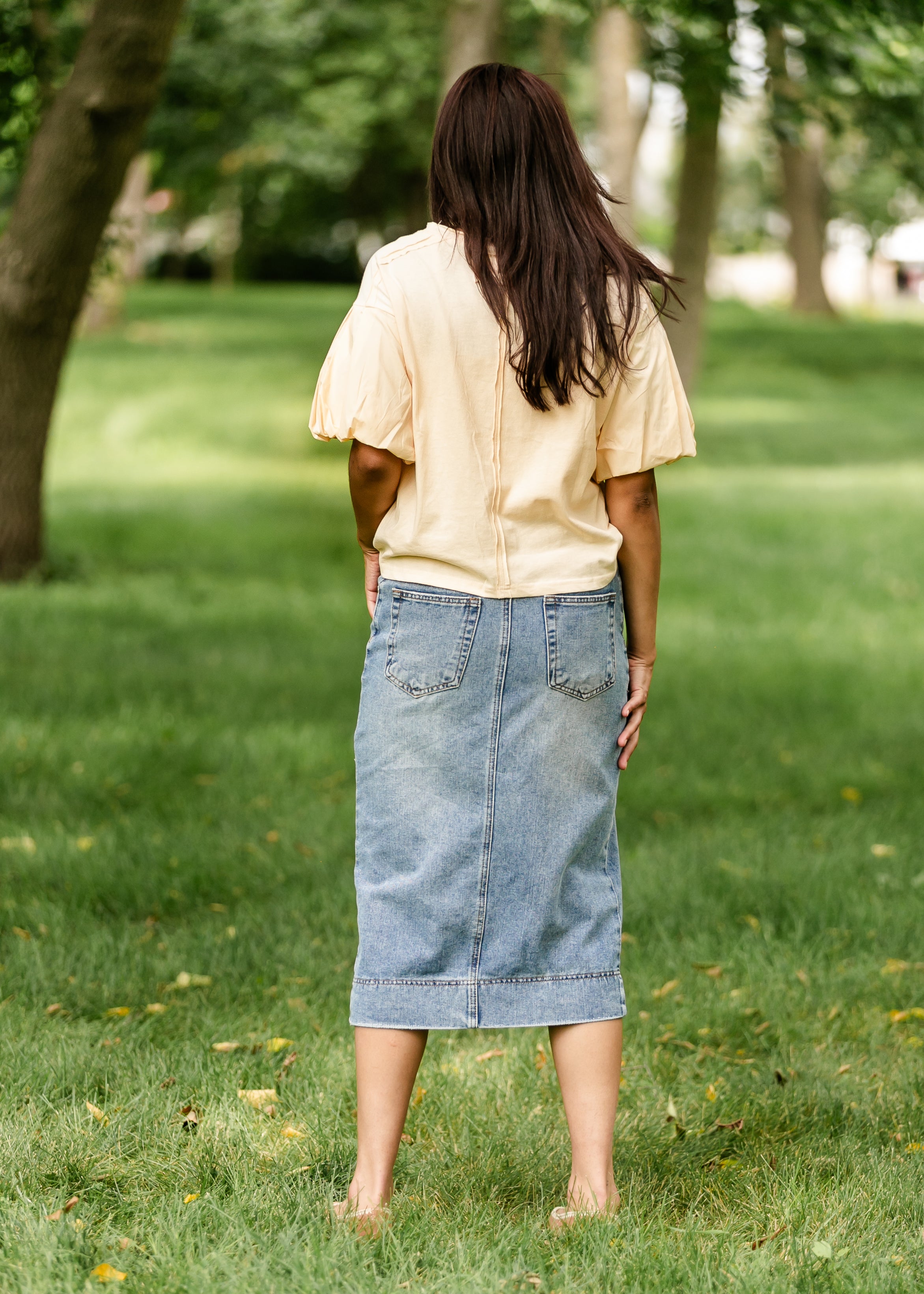 Skylar Button Front Midi Skirt Inherit Co.