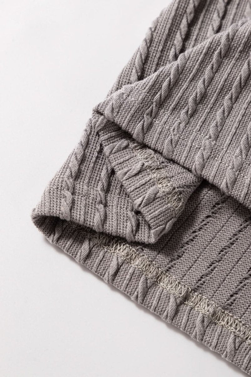 Sleet Solid Color Textured Flutter Sleeve Top - Love Salve 
