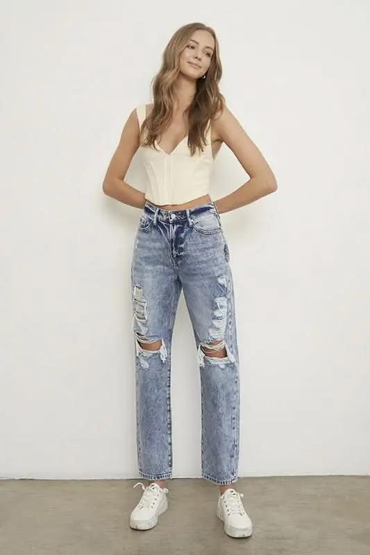 SLIM BOYFRIEND JEANS - Love Salve 