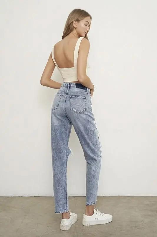 SLIM BOYFRIEND JEANS - Love Salve 