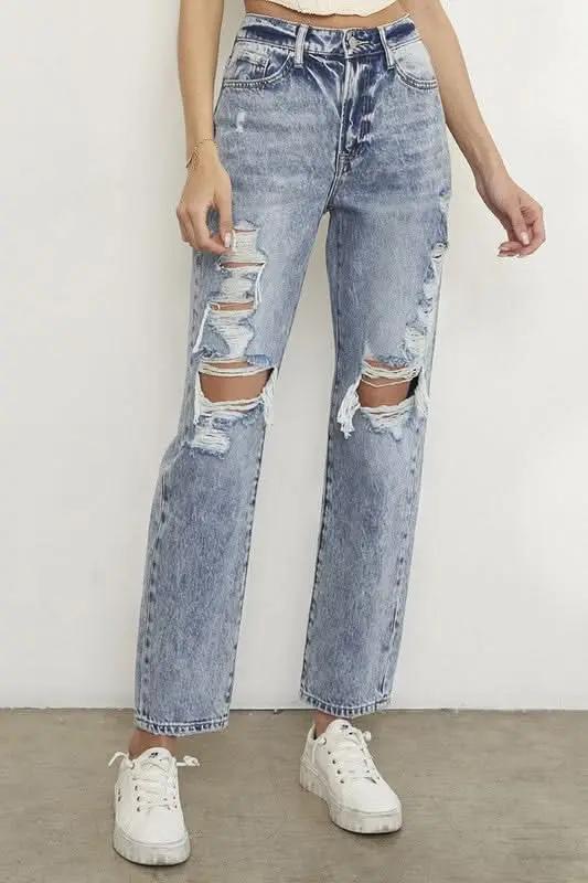 SLIM BOYFRIEND JEANS - Love Salve 