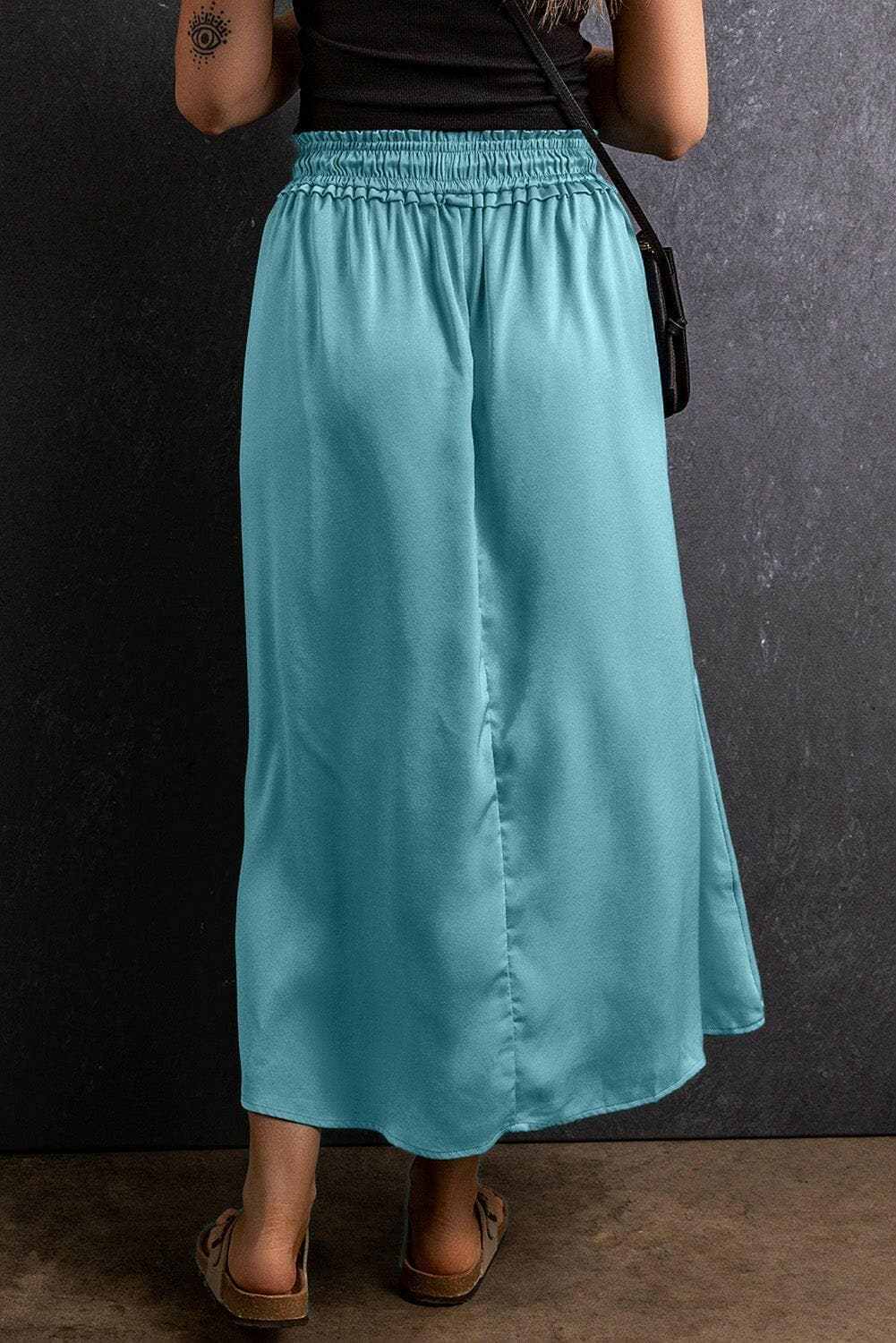 Slit Drawstring Elastic Waist Skirt - Love Salve