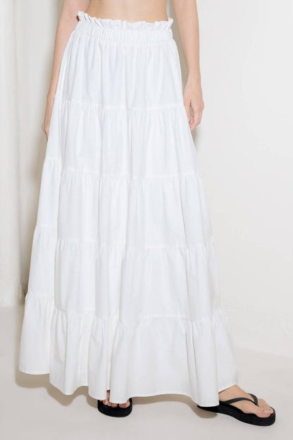 SLOW DOWN IN WHITE WOVEN MAXI SKIRT - Love Salve
