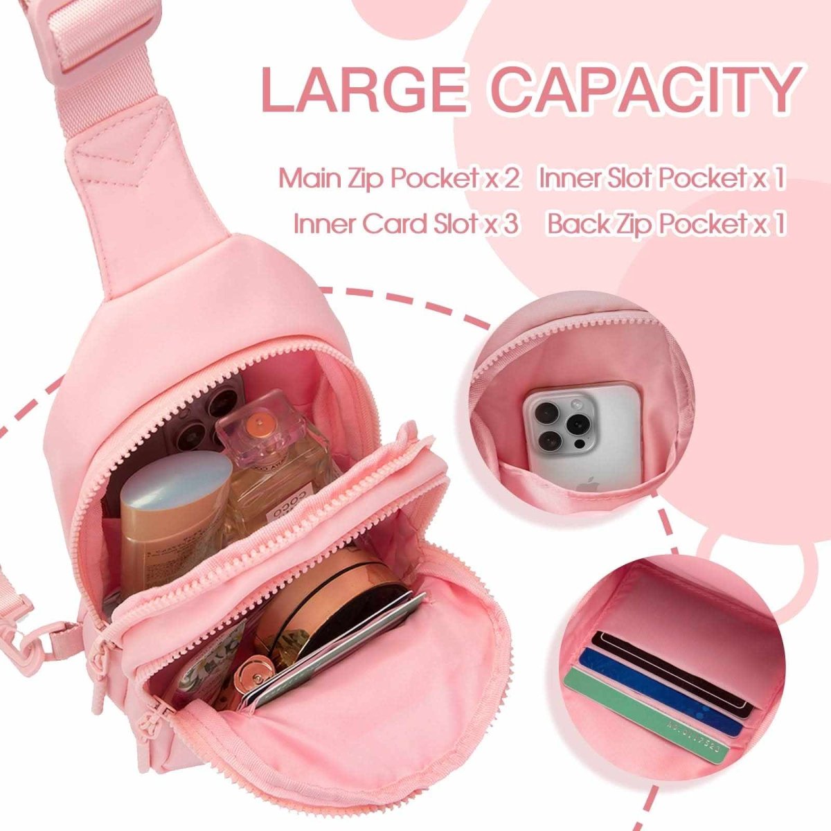 Small Initial Sling Bag Crossbody Bag Fanny Pack for Girls Women Cute Chest Bag Cross Body Bag Personalized Gift - Love Salve 