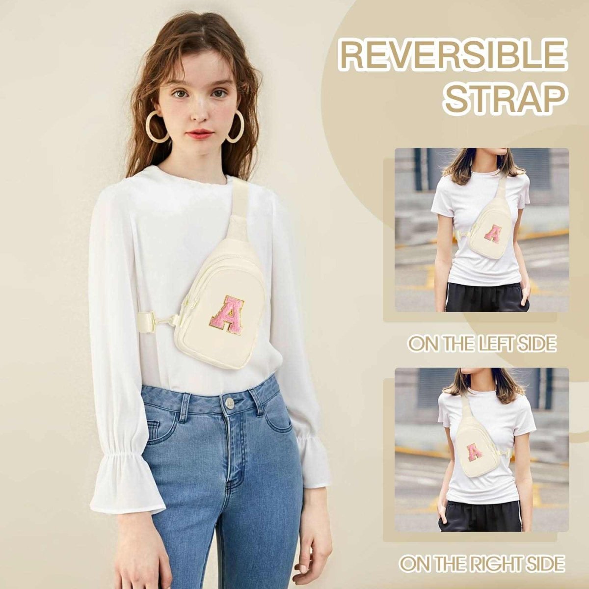 Small Initial Sling Bag Crossbody Bag Fanny Pack for Girls Women Cute Chest Bag Cross Body Bag Personalized Gift - Love Salve 