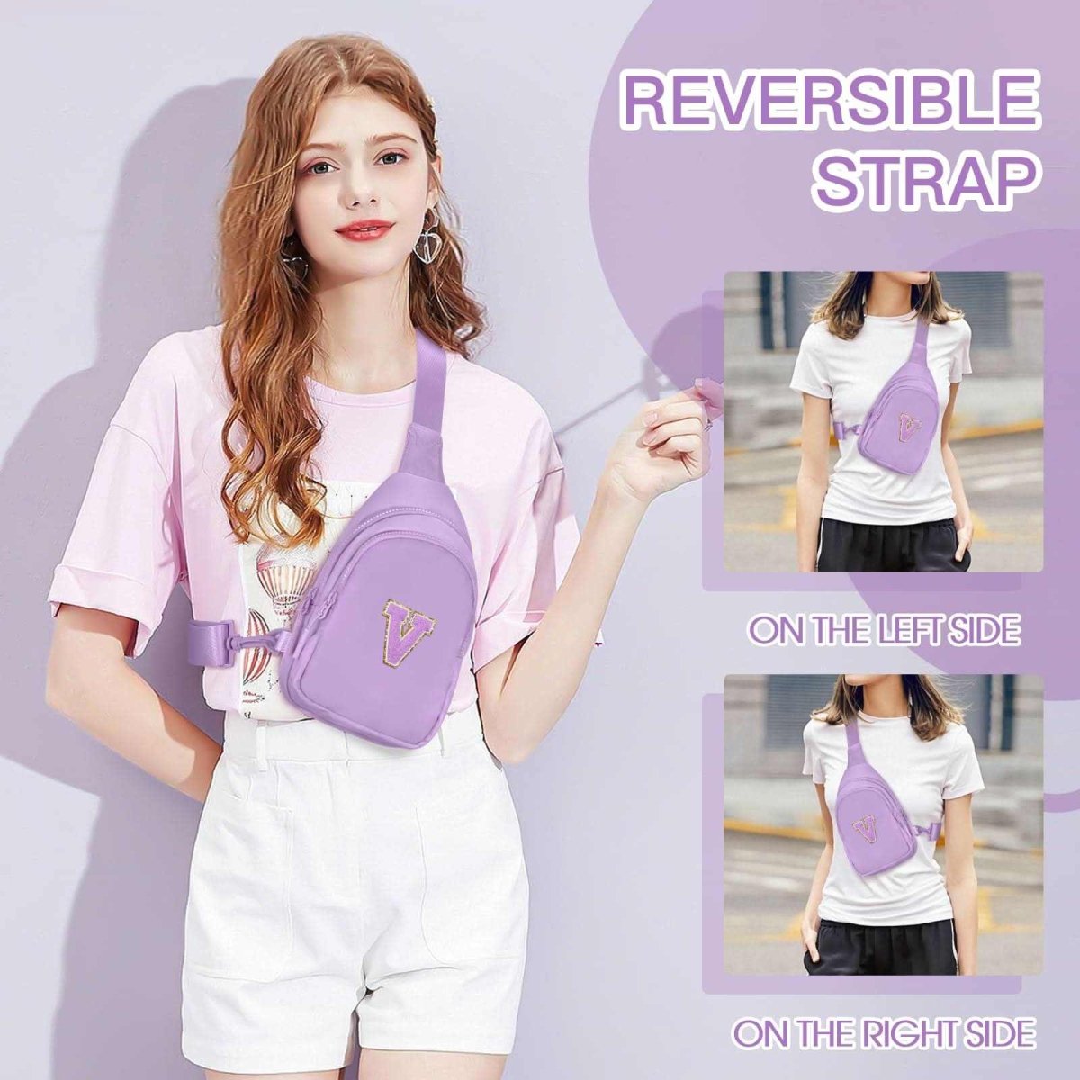 Small Initial Sling Bag Crossbody Bag Fanny Pack for Girls Women Cute Chest Bag Cross Body Bag Personalized Gift - Love Salve 