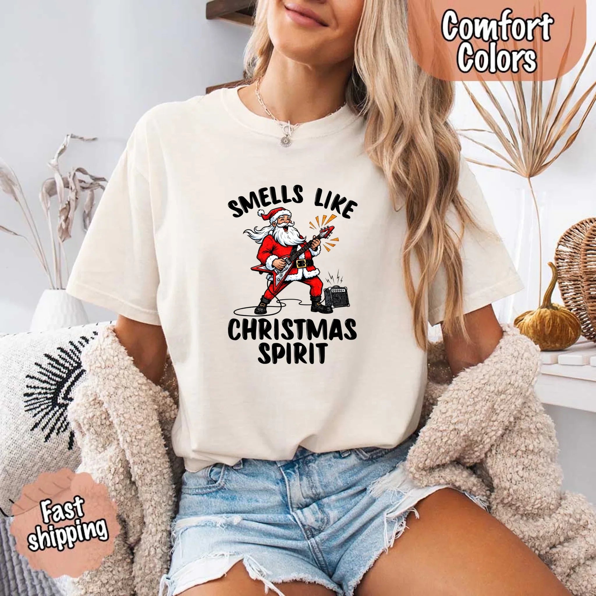 Smells Like Christmas Spirit Funny Santa Comfort Colors T-shirt Adorb Custom Tees