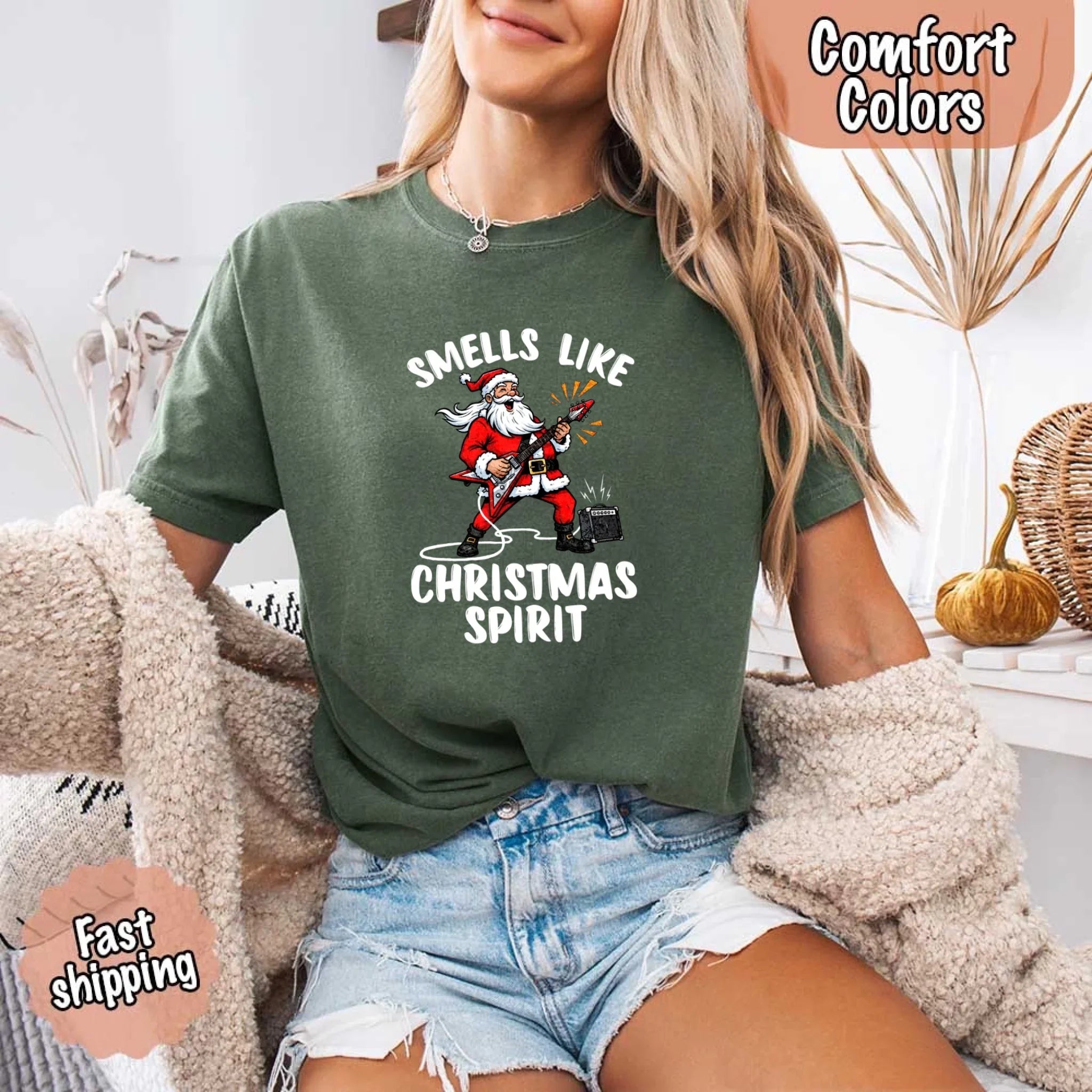 Smells Like Christmas Spirit Funny Santa Comfort Colors T-shirt Adorb Custom Tees