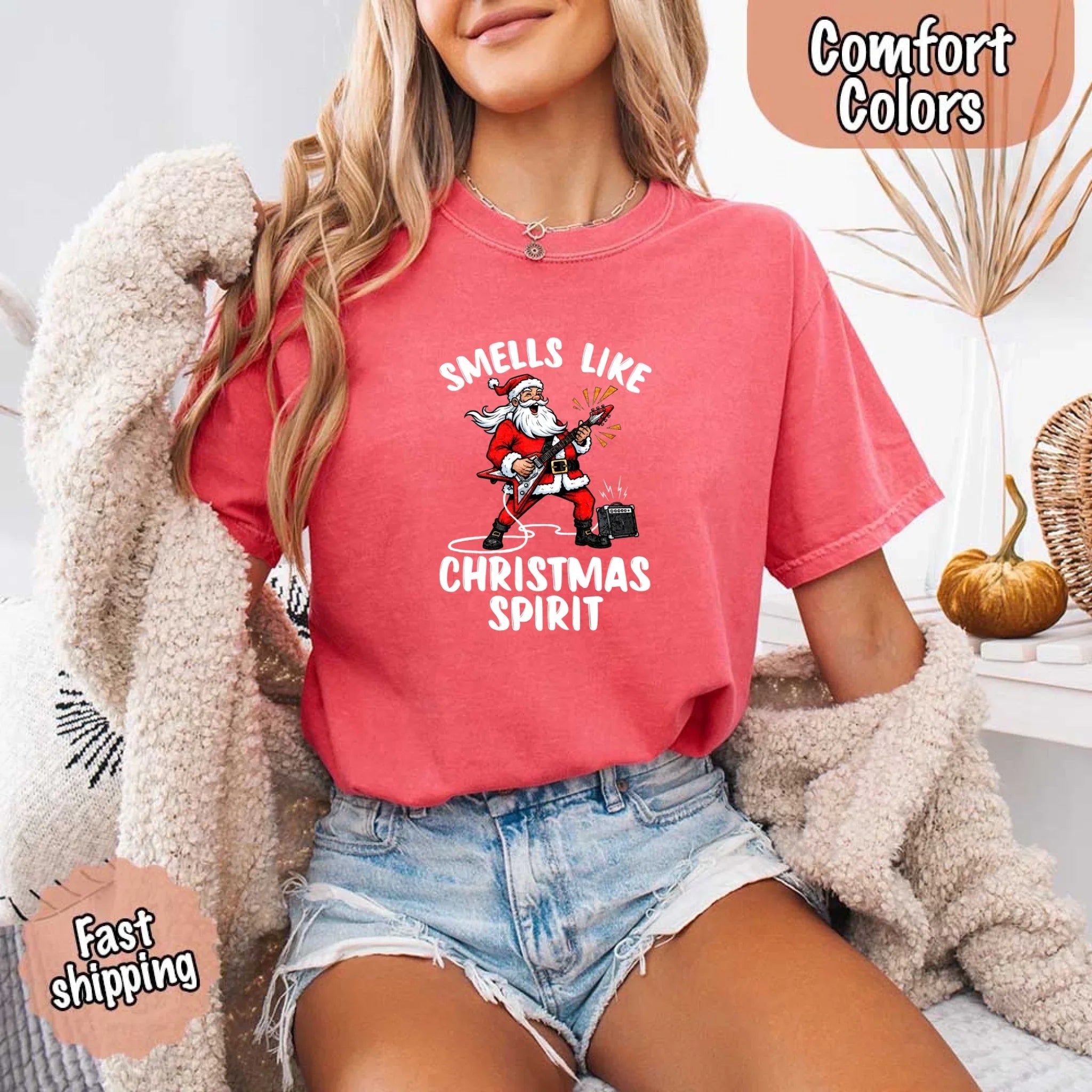 Smells Like Christmas Spirit Funny Santa Comfort Colors T-shirt Adorb Custom Tees