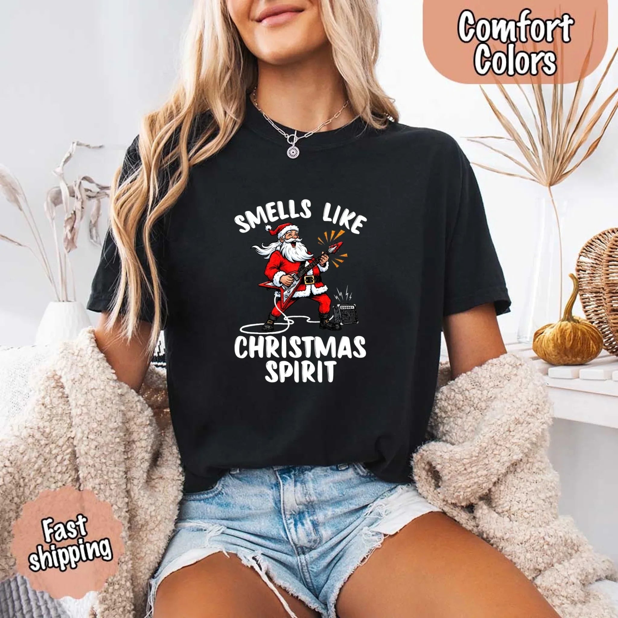 Smells Like Christmas Spirit Funny Santa Comfort Colors T-shirt Adorb Custom Tees