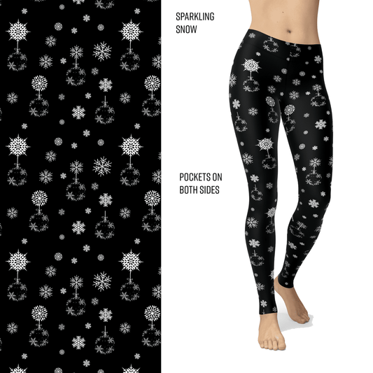 Sparkling Snow Leggings with White Flocking and Pockets MM