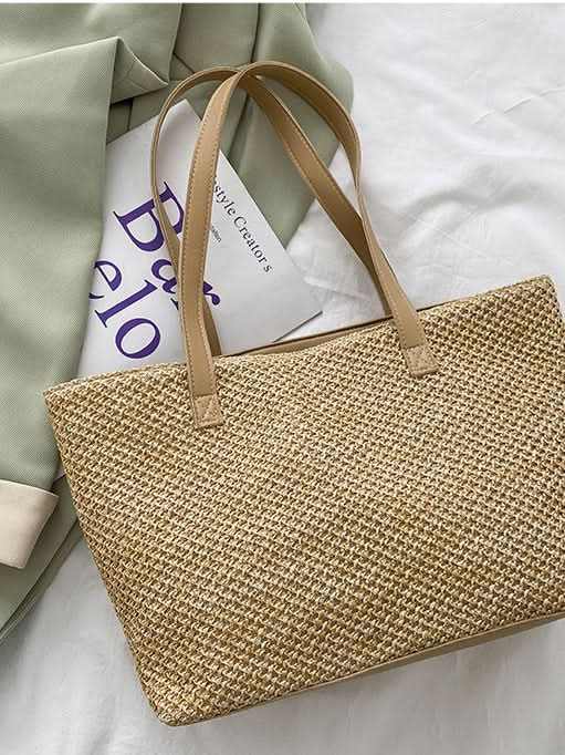 Solid Color Woven Tote Bag - Love Salve 