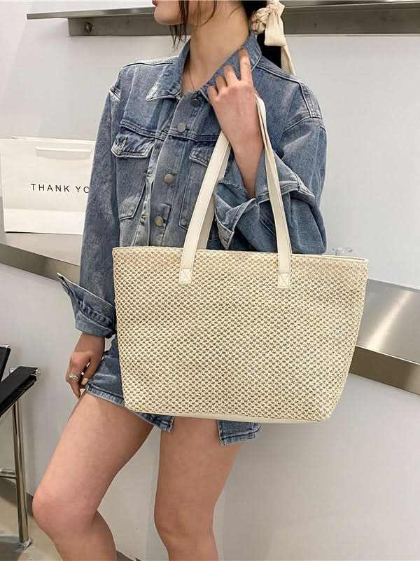 Solid Color Woven Tote Bag - Love Salve 