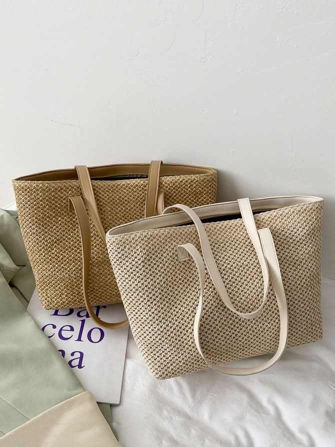 Solid Color Woven Tote Bag - Love Salve 