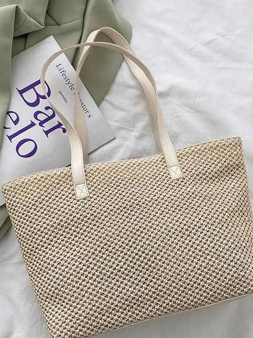 Solid Color Woven Tote Bag - Love Salve 