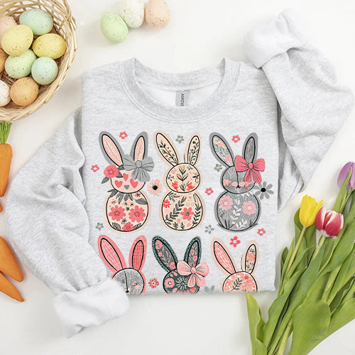 Coquette Easter Bunny Floral Sweatshirts Adorb.co