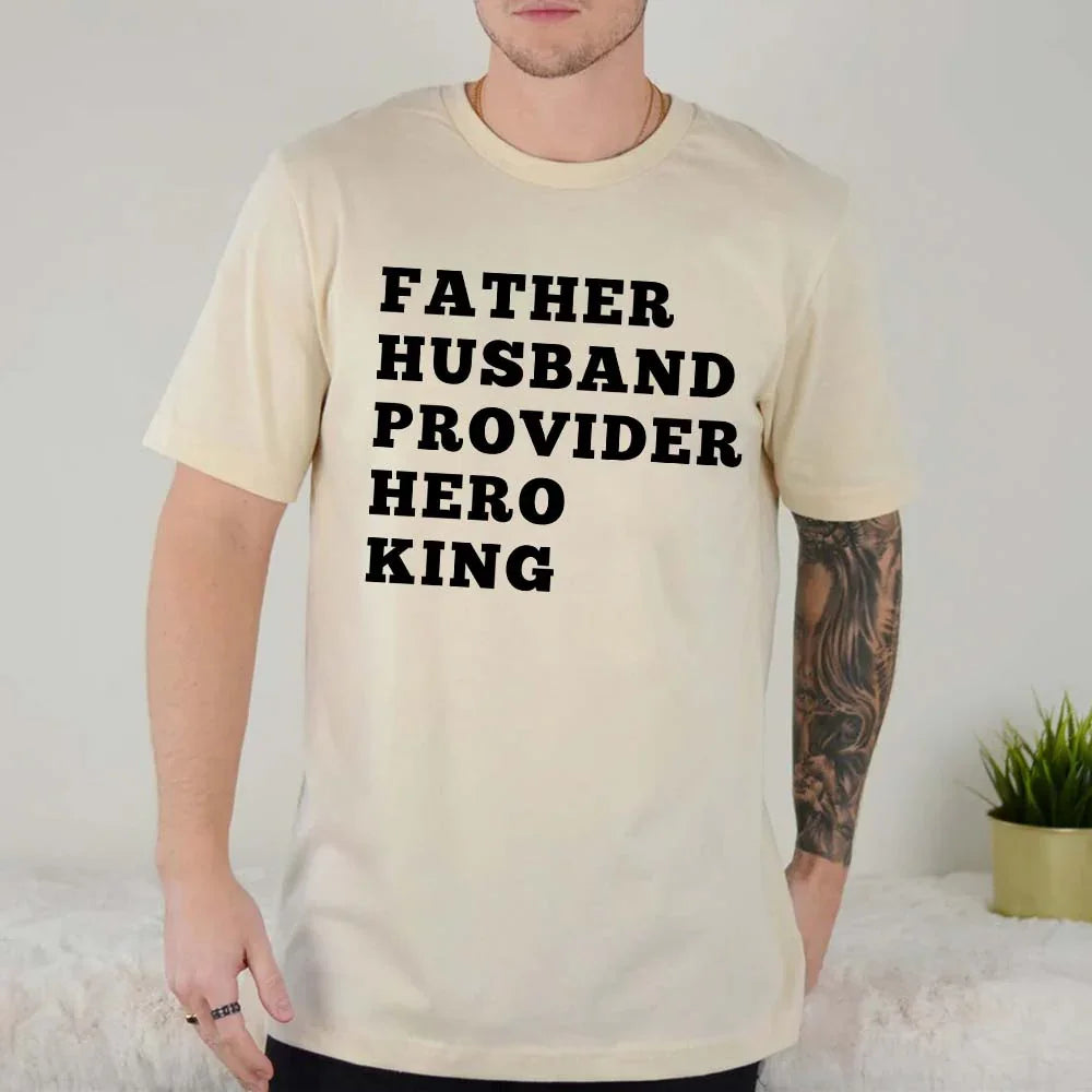 Adorb.co Father Husband Provider Hero King T-shirt collar detail, highlighting the reinforced stitching for enhanced durabili
