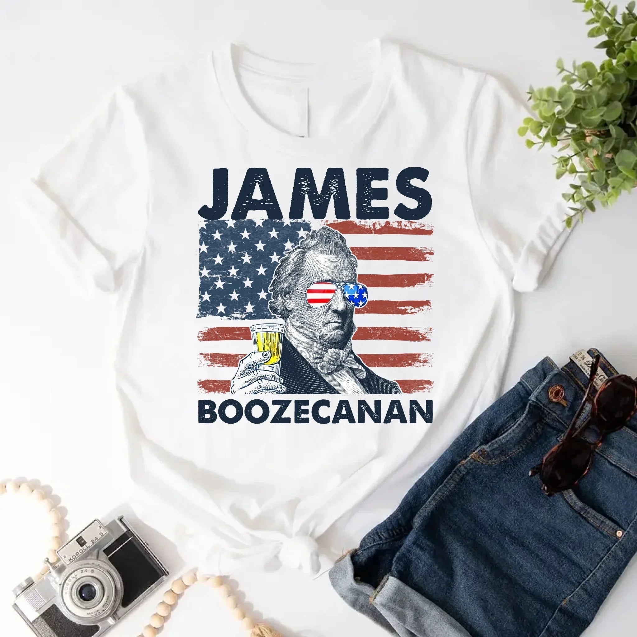 A detailed look at the durable, high-quality screen print on the Adorb.co James Boozecanan humor t-shirt.