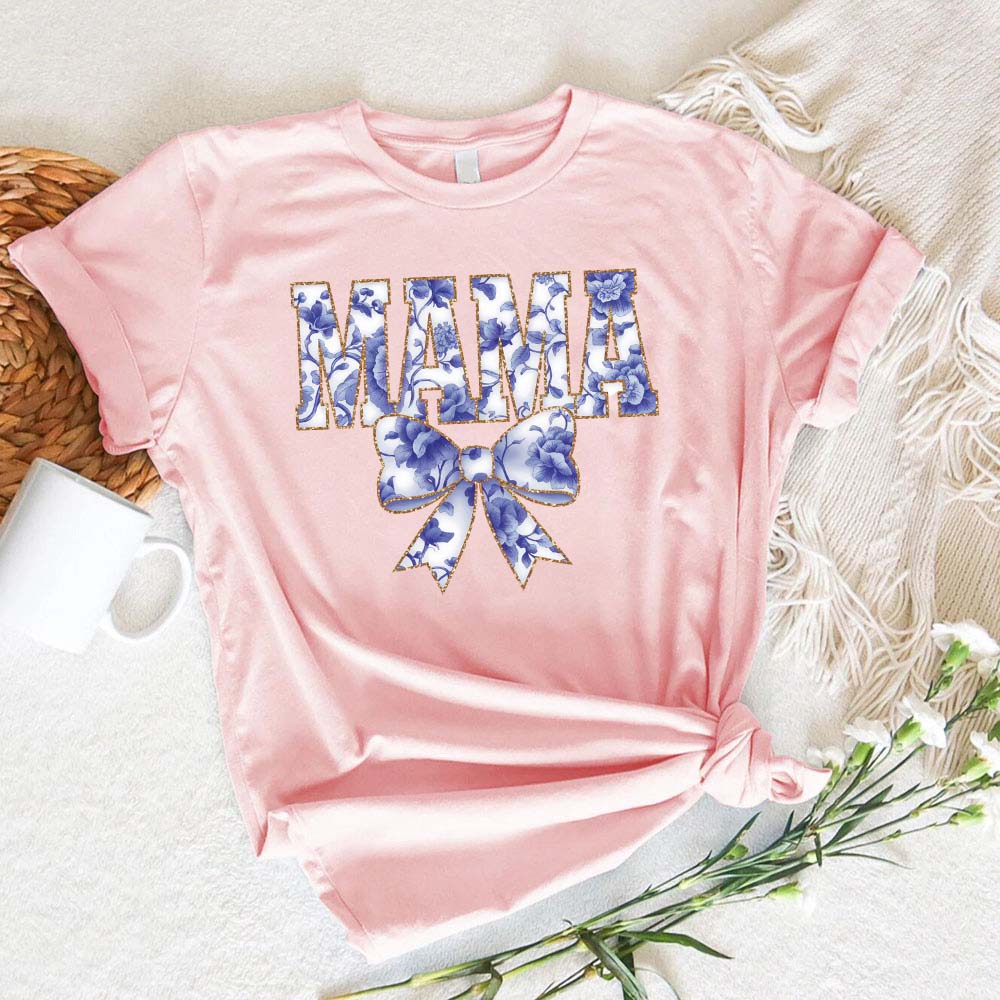 Mama Chinoiserie Coquette Bow T-Shirts – Elegant & Trendy Graphic Tees for Moms Adorb.co