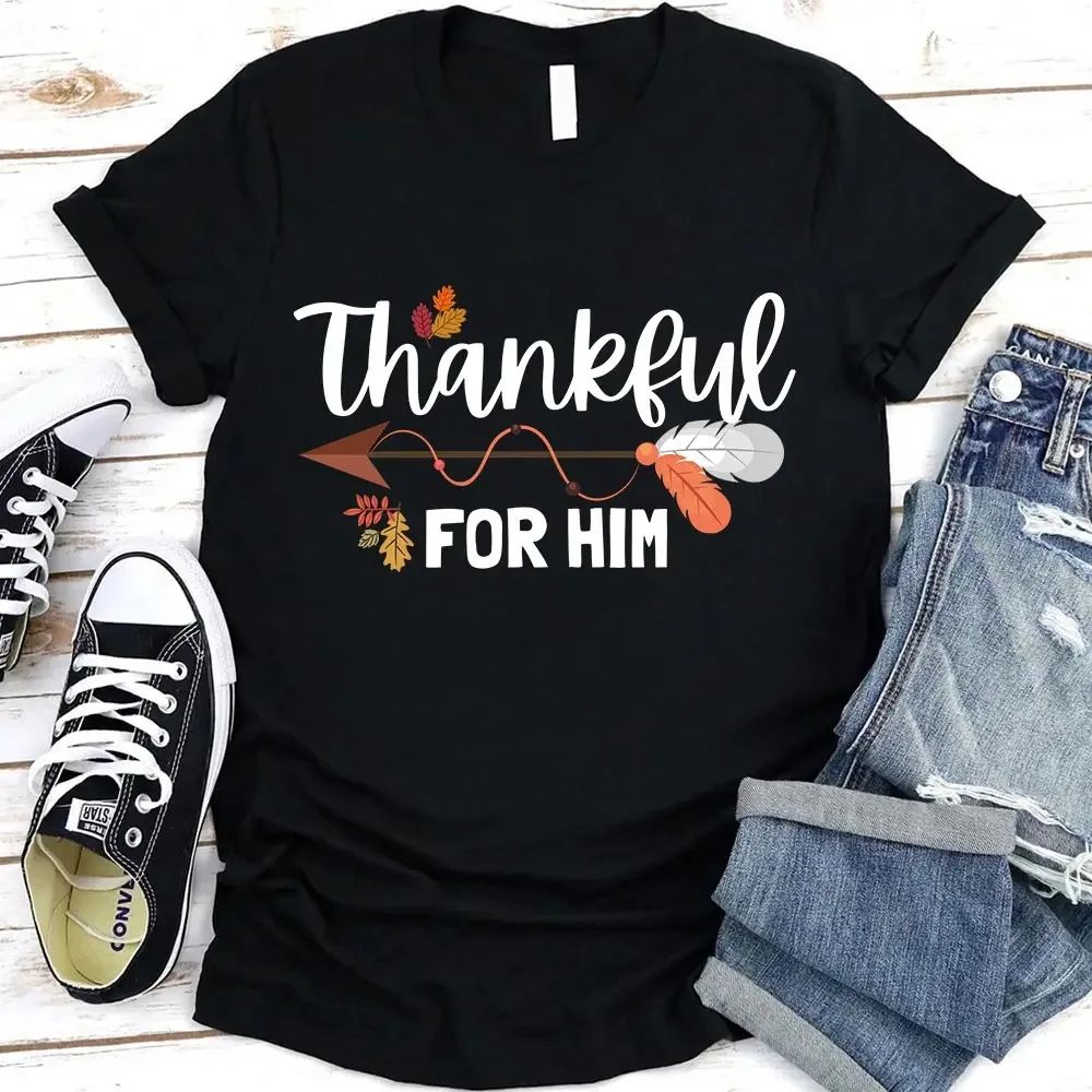 Thankful For Her/Him Valentines Couple T-Shirt – Cute Matching Holiday Tees - Love Salve