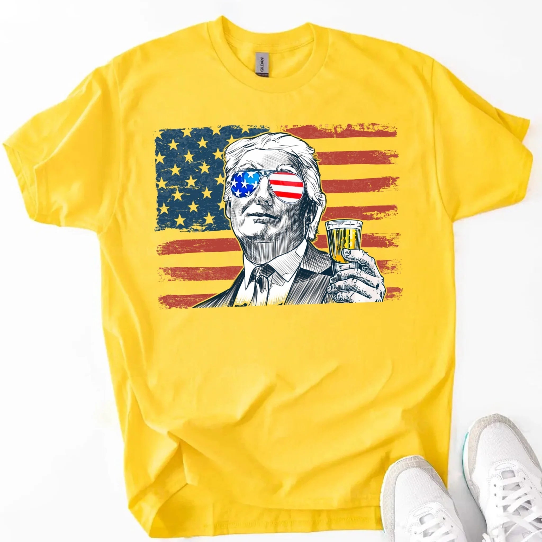 Donald Trump Drinking Party T Shirt Crew Neck Unisex Adorb.co