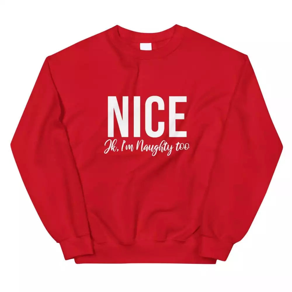 Christmas Naughty & Nice Couples Sweatshirt Adorb Custom Tees