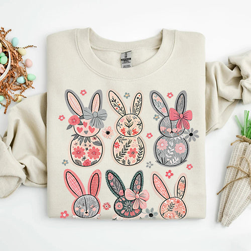 Coquette Easter Bunny Floral Sweatshirts Adorb.co