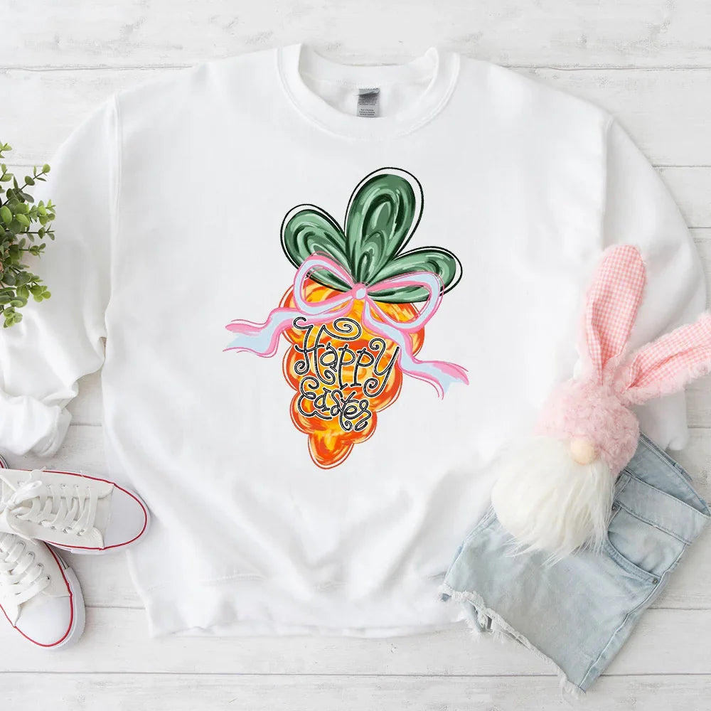 Adorb.co coquette style Easter sweatshirt, a delightful festive top with a relaxed fit, ideal for comfortable holiday celebra
