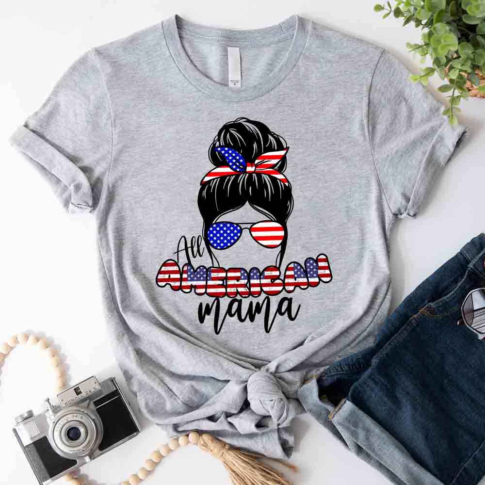All American Mama 4th Of July Mom T-shirt - Product side view by Adorb.co