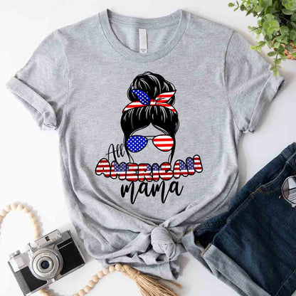 All American Mama 4th Of July Mom T-shirt - Product side view by Adorb.co