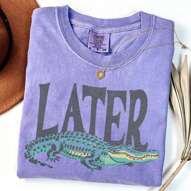 Back view of the Adorb Custom Tees Later Gator vintage t-shirt, showing the soft, garment-dyed Comfort Colors fabric and rela