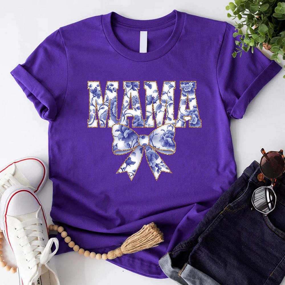 Mama Chinoiserie Coquette Bow T-Shirts – Elegant & Trendy Graphic Tees for Moms Adorb.co