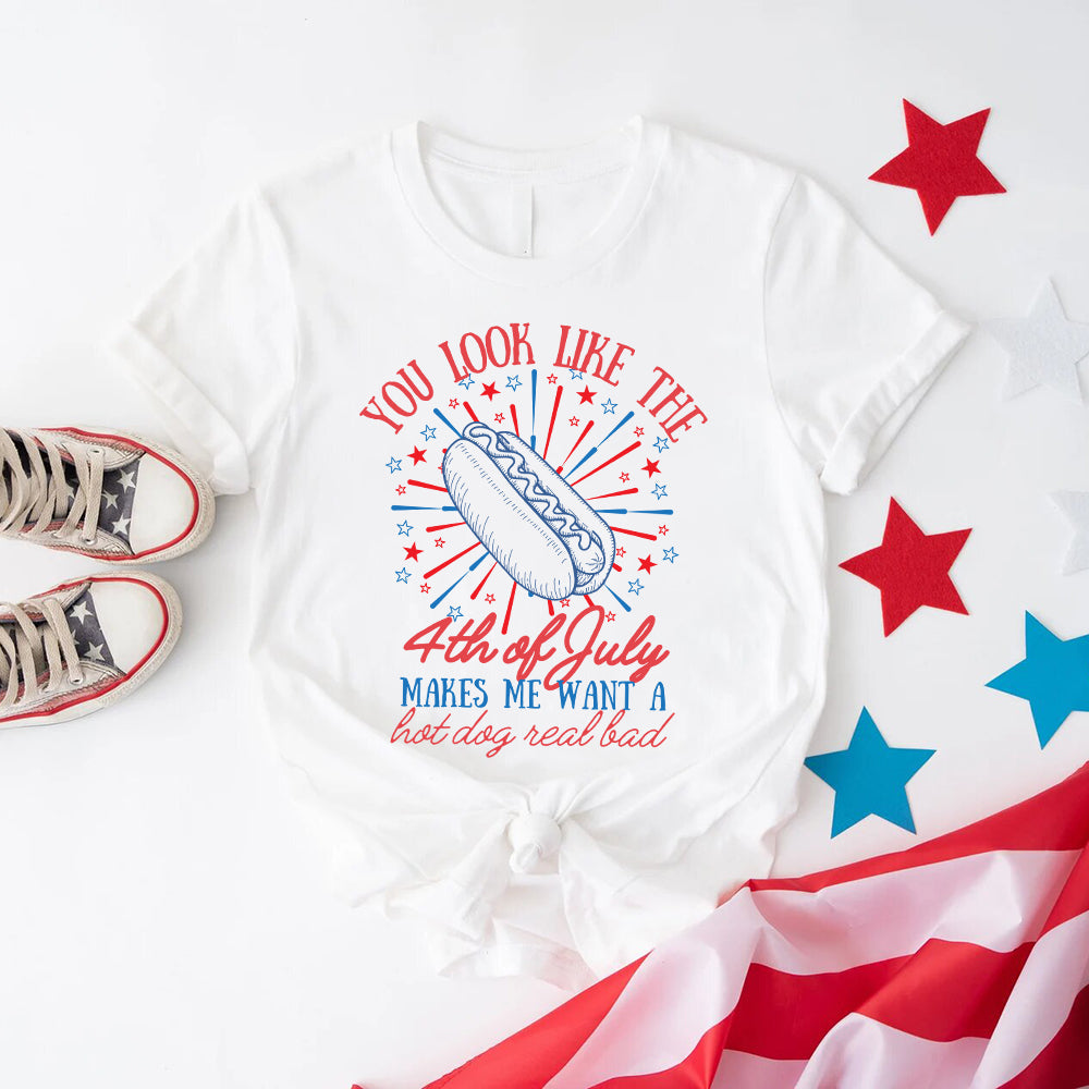 You Look Like the 4th of July Hot Dog Shirt – Funny Independence Day T-Shirt Adorb.co