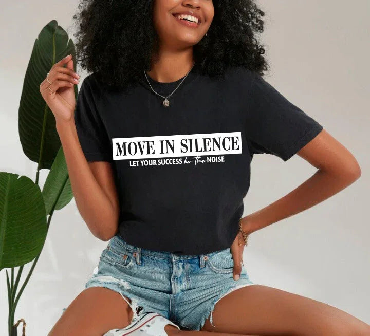 Adorb.co Move in Silence Unisex T-Shirt, a quality cotton graphic tee with motivational hustle design.