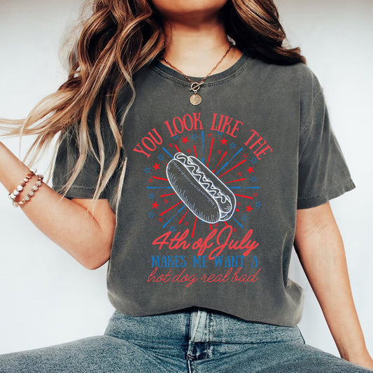 You Look Like the 4th of July Hot Dog Shirt – Funny Independence Day T-Shirt Adorb.co