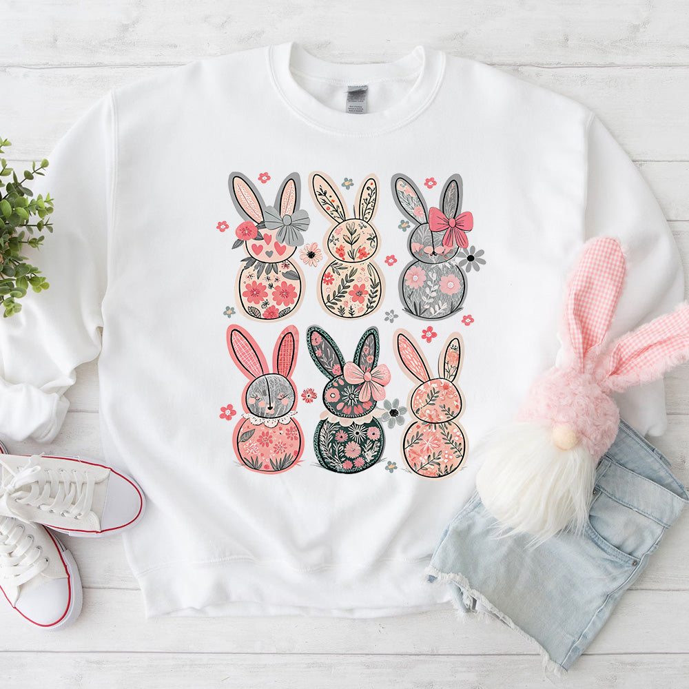 Coquette Easter Bunny Floral Sweatshirts Adorb.co