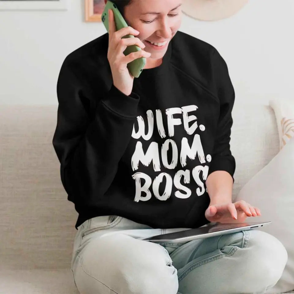 Wife Mom Boss Sweatshirt Adorb Custom Tees