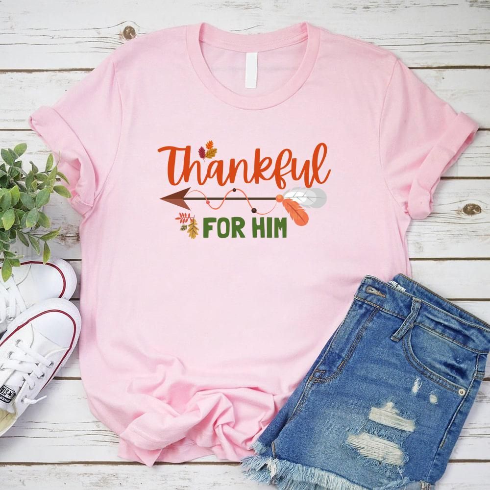 Thankful For Her/Him Thanksgiving Couple T-Shirt – Cute Matching Holiday Tees Adorb Custom Tees