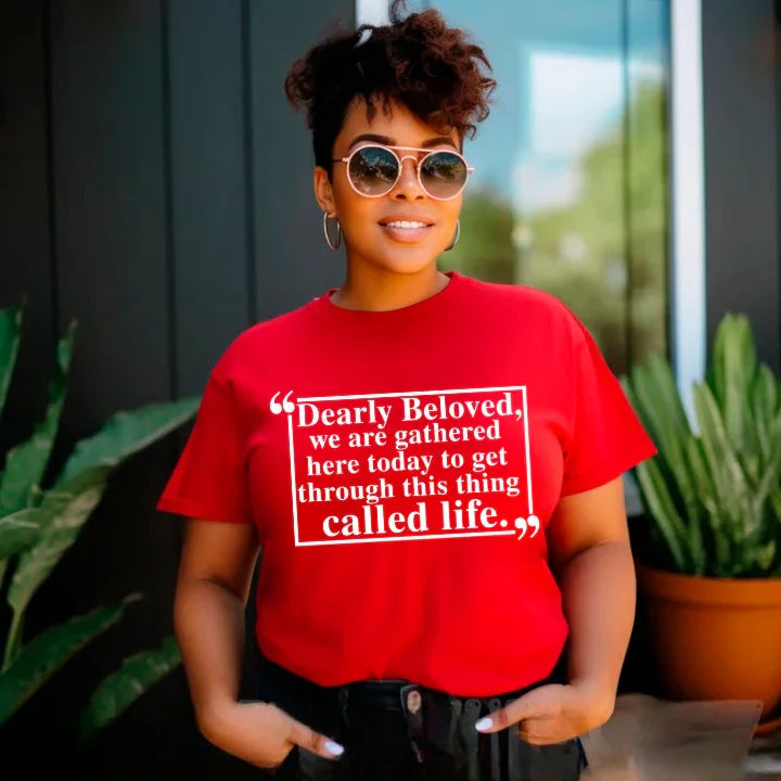 Adorb.co Dearly Beloved Tee styled casually, highlighting its adaptability for various outfits. An essential comfy tee for yo
