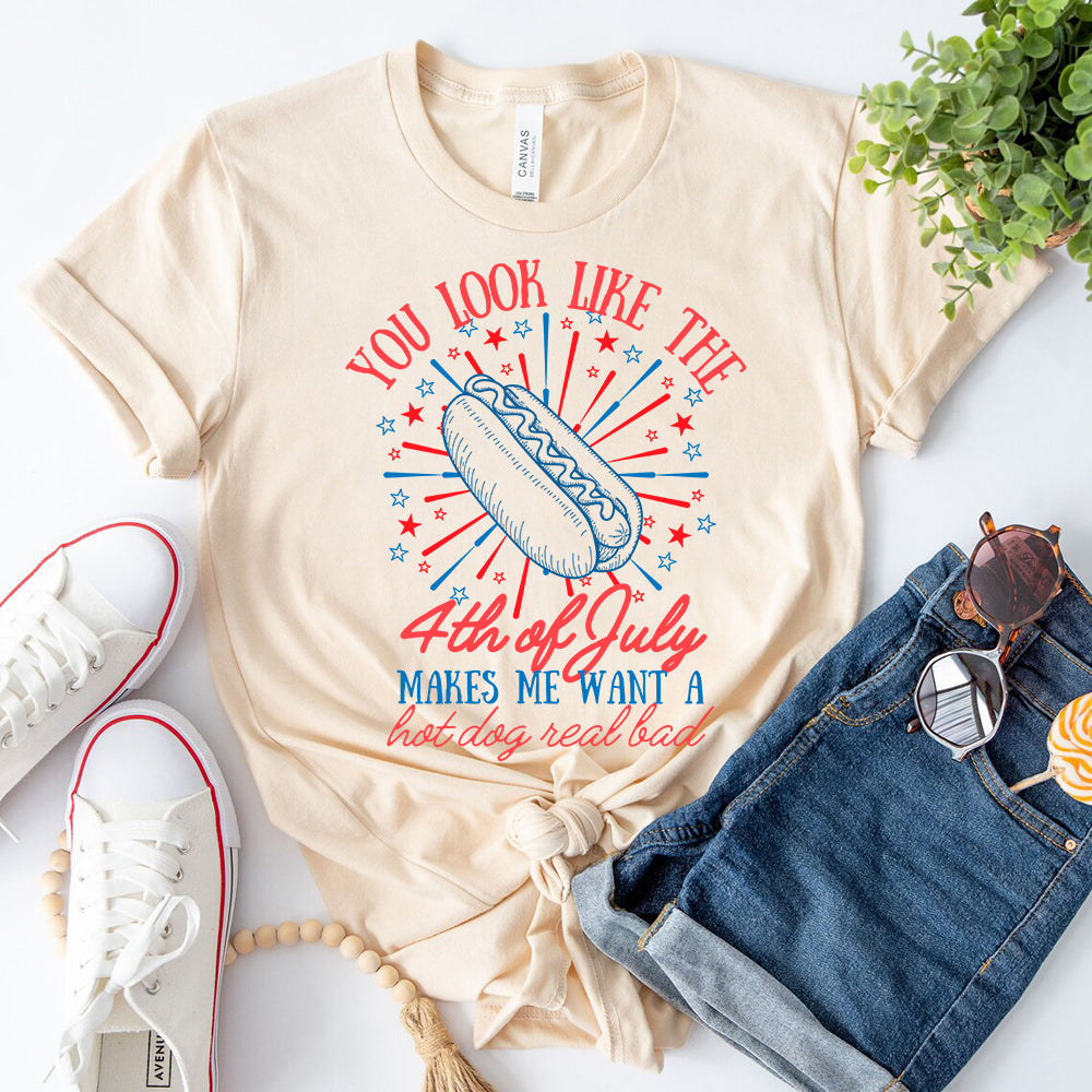 You Look Like the 4th of July Hot Dog Shirt – Funny Independence Day T-Shirt Adorb.co