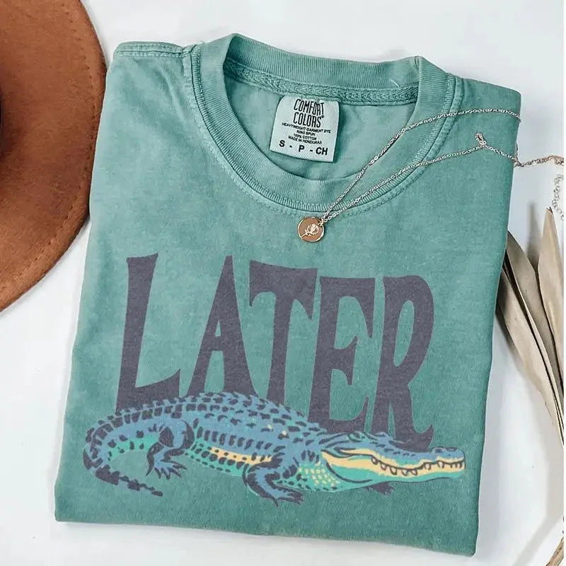 Adorb Custom Tees Later Gator Vintage 90s T-Shirt on a high-quality Comfort Colors tee, a retro graphic shirt for fans of 90s