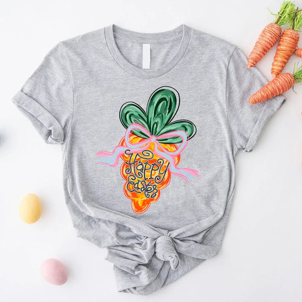 Adorb.co Coquette Style Easter Tee, showcasing the delightful carrot graphic and soft fabric for quality festive wear.